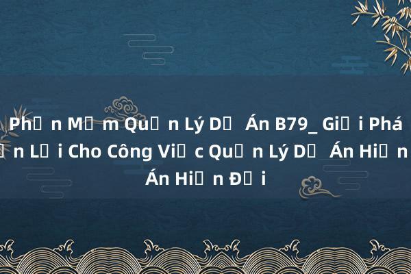 Phần Mềm Quản Lý Dự Án B79_ Giải Pháp Tiện Lợi Cho Công Việc Quản Lý Dự Án Hiện Đại