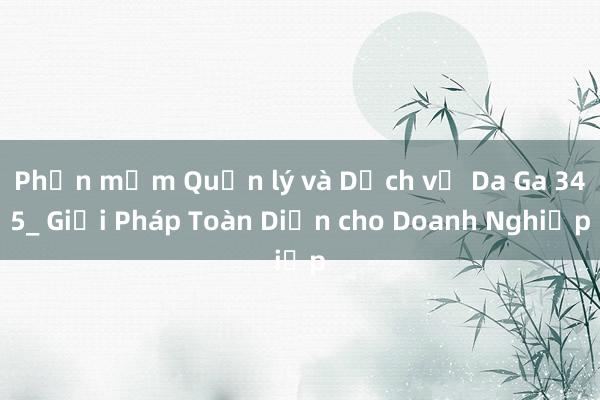 Phần mềm Quản lý và Dịch vụ Da Ga 345_ Giải Pháp Toàn Diện cho Doanh Nghiệp