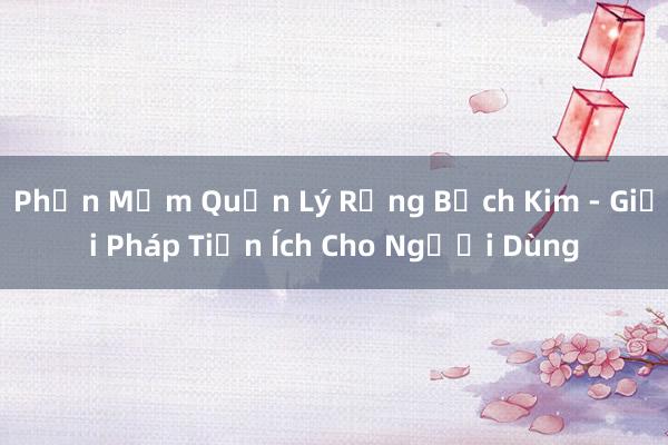 Phần Mềm Quản Lý Rồng Bạch Kim - Giải Pháp Tiện Ích Cho Người Dùng