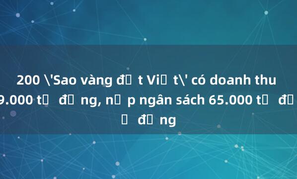 200 'Sao vàng đất Việt' có doanh thu 799.000 tỉ đồng， nộp ngân sách 65.000 tỉ đồng